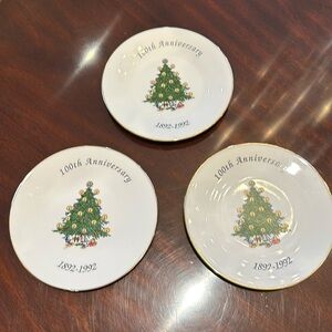 3 BC Clark Jeweler Christmas Plate 100th Anniversary 1992